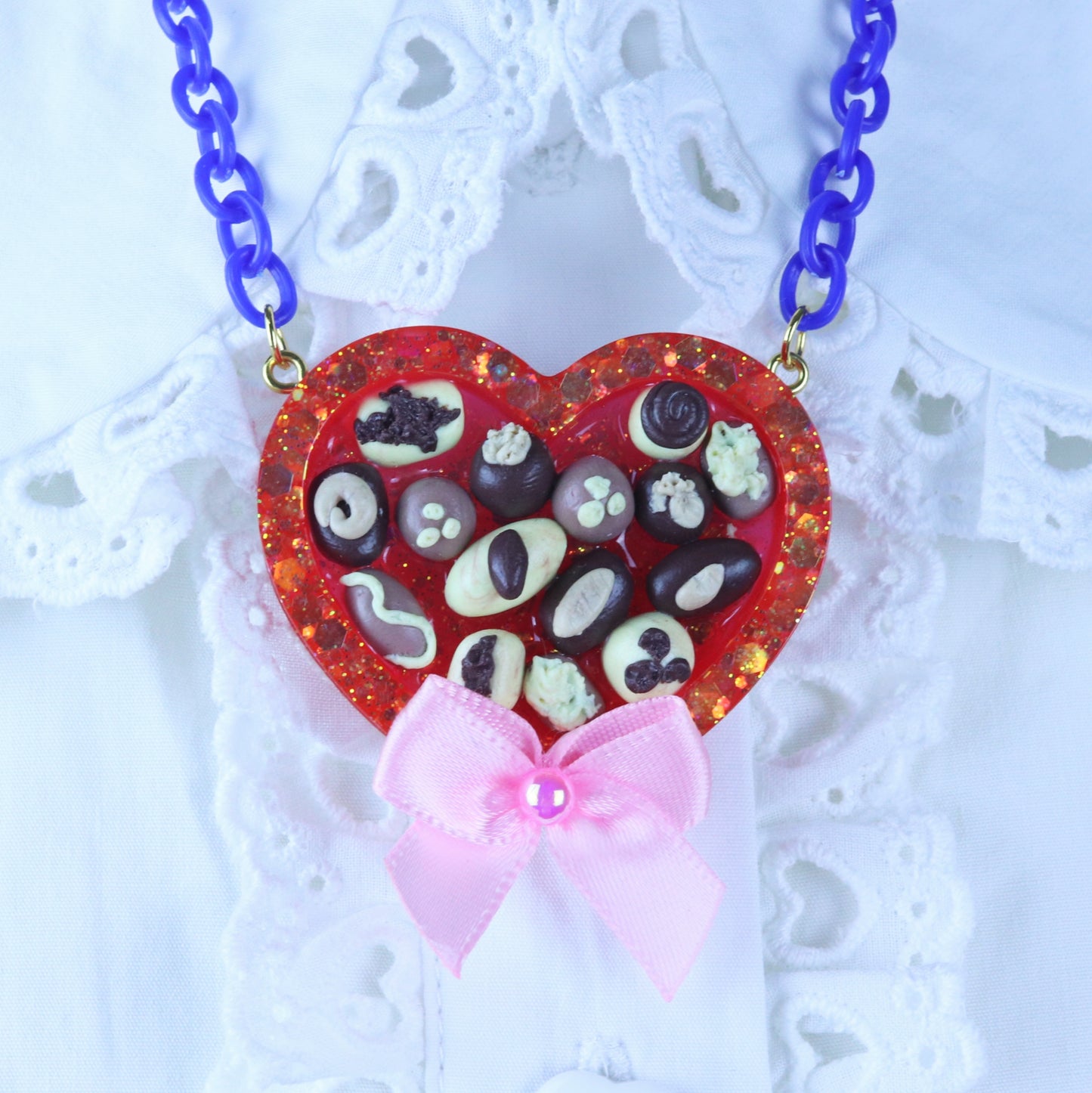 Red Surprise Chocolate Box Necklace by CrazyWorldOfVal X FT