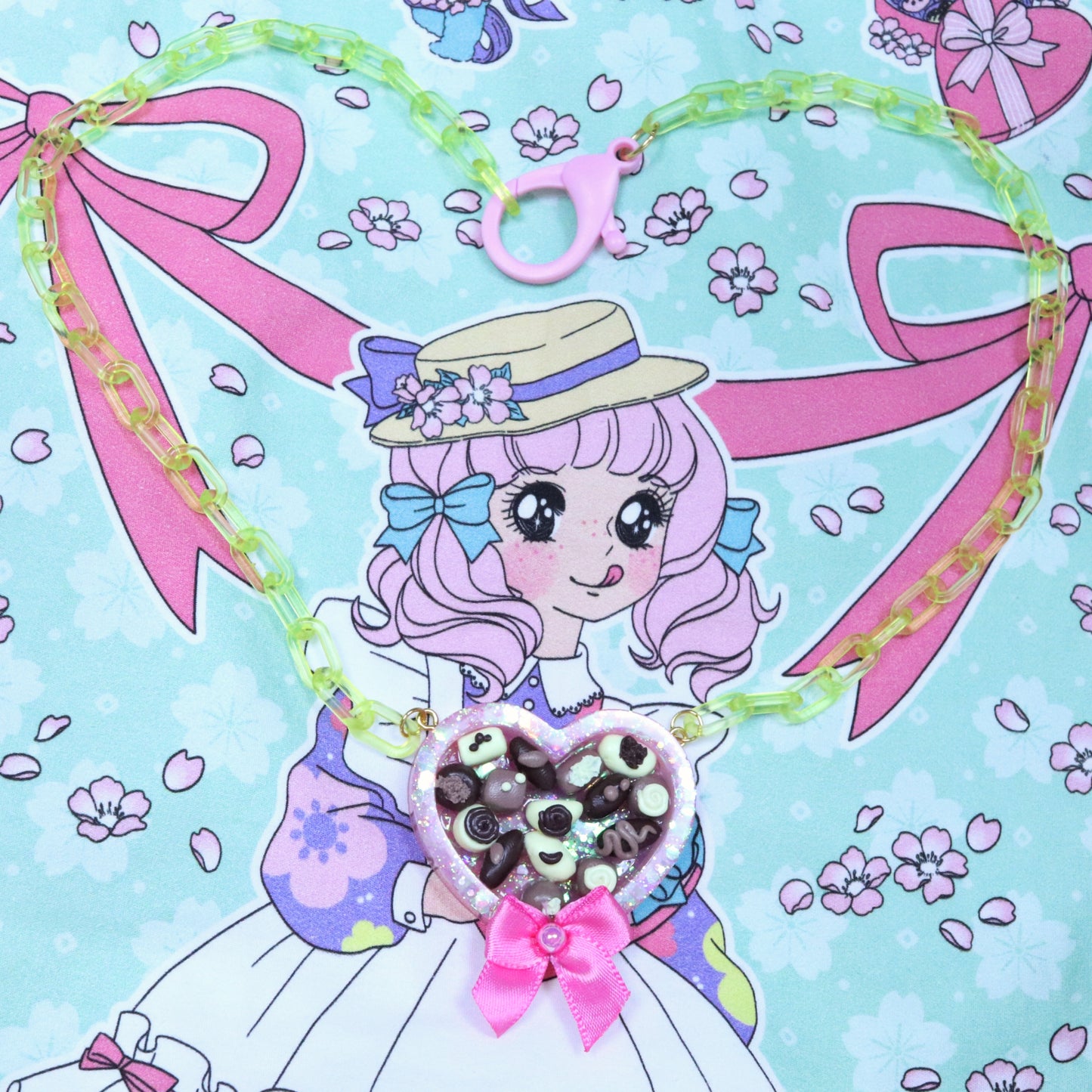 Pink Surprise Chocolate Box Necklace by CrazyWorldOfVal X FT