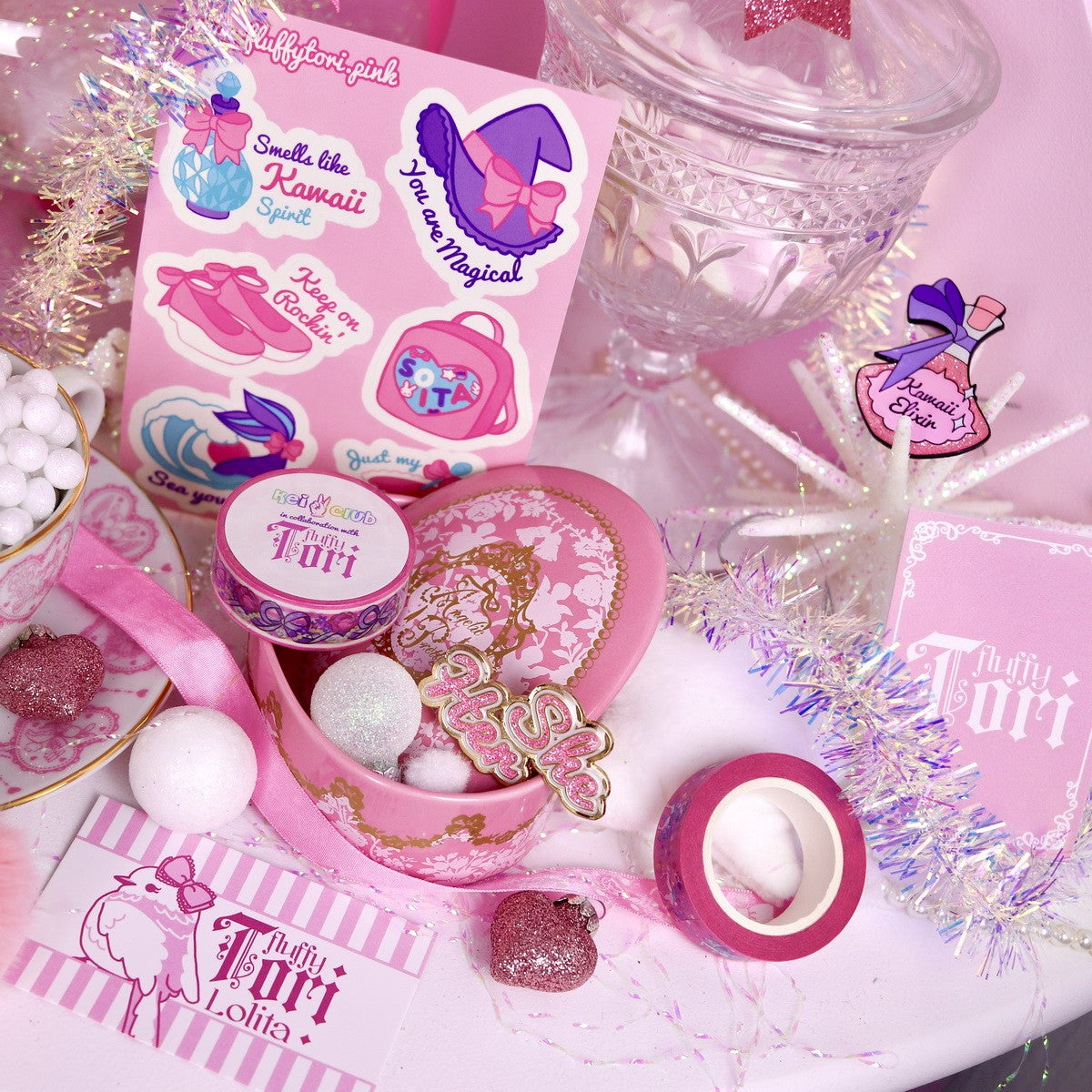 She/Her Pin (Light Pink Glitter)