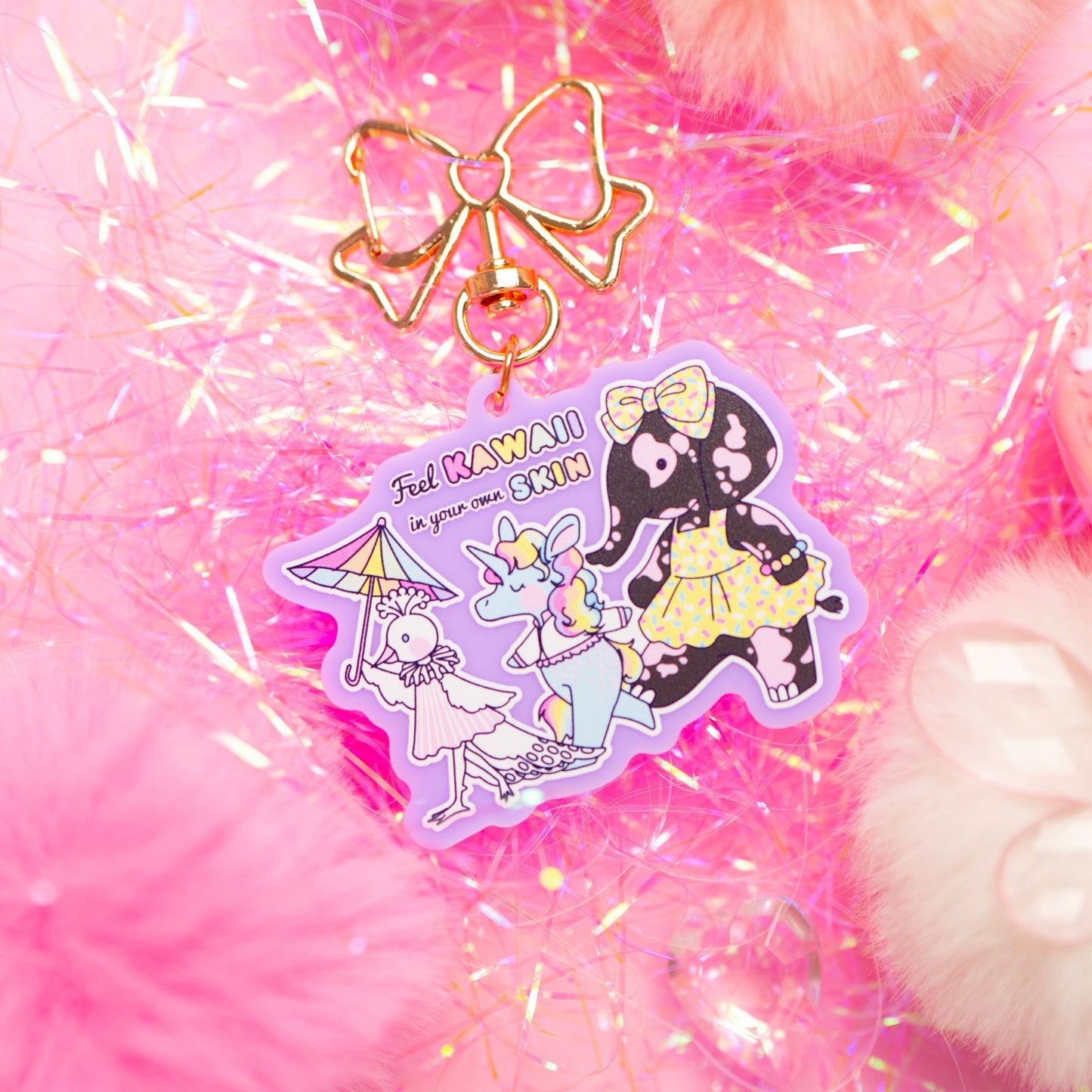 'Feel Kawaii in your own Skin' Keychain - Rainbow Parade