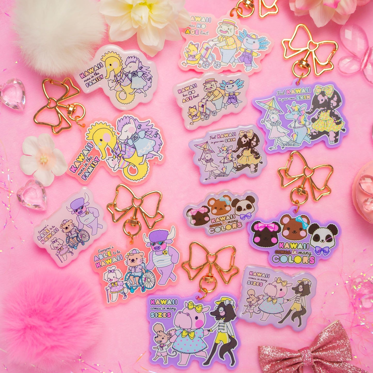 'Feel Kawaii in your own Skin' Keychain - Rainbow Parade