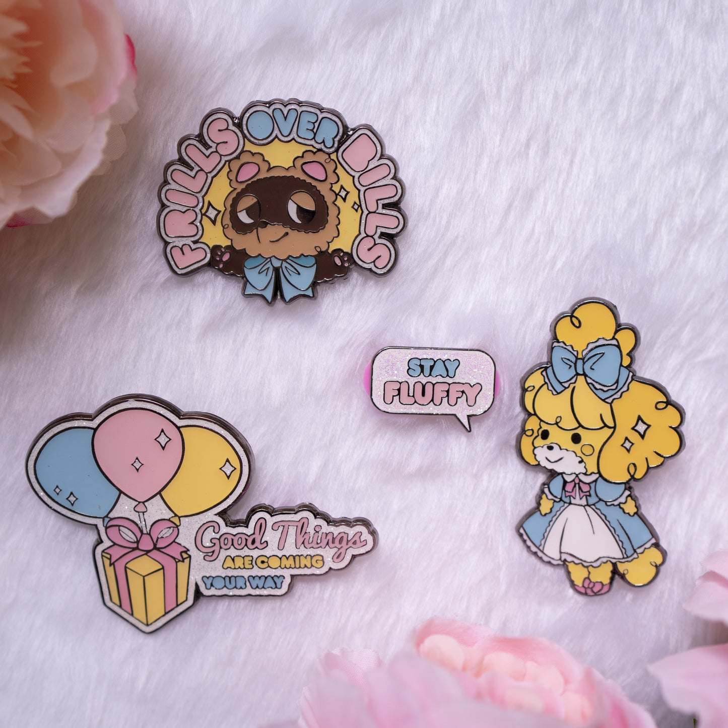 'Frills over Bills' Tanuki Pin - Fluffy Crossing