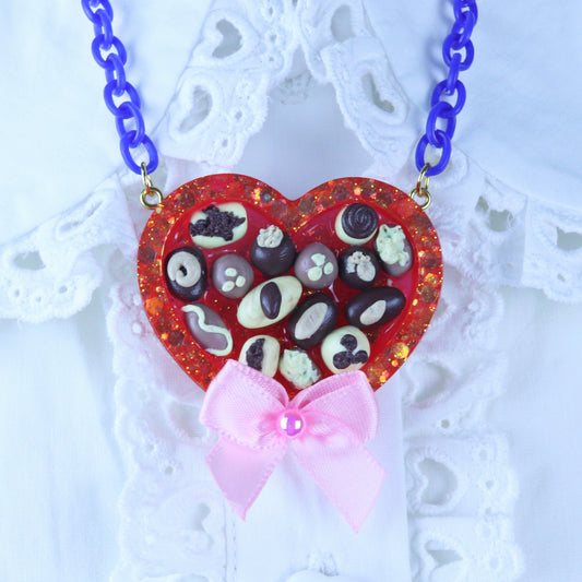 Red Surprise Chocolate Box Necklace by CrazyWorldOfVal X FT