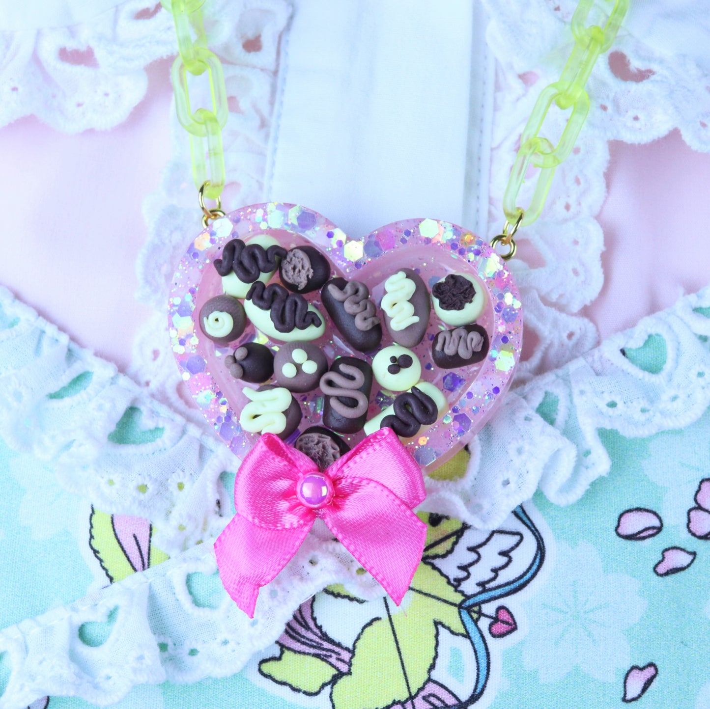 Pink Surprise Chocolate Box Necklace by CrazyWorldOfVal X FT