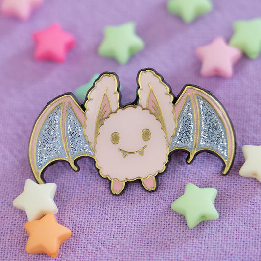 Fluffy Bat Pin (Pink)