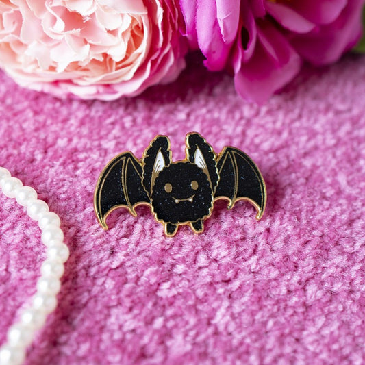 Fluffy Bat Pin (Black)