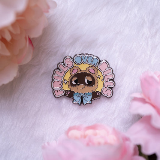 'Frills over Bills' Tanuki Pin - Fluffy Crossing